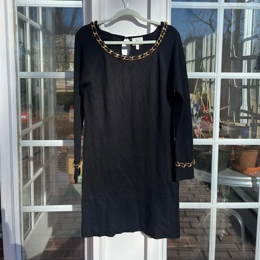 Milly Gold Chain Cashmere Sweater Dress